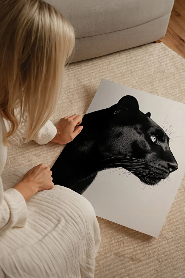 3'lü Siyah Beyaz Oturma Odası Duvar Dekoru, Çita, Jaguar Duvar Dekoru Yüksek Kalite Çerçevesiz 13x18